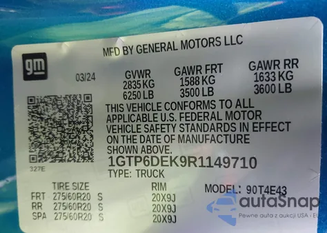 2024 GMC Canyon 4Wd At4 из США, поврежденный, VIN 1GTP6DEK9R1149710